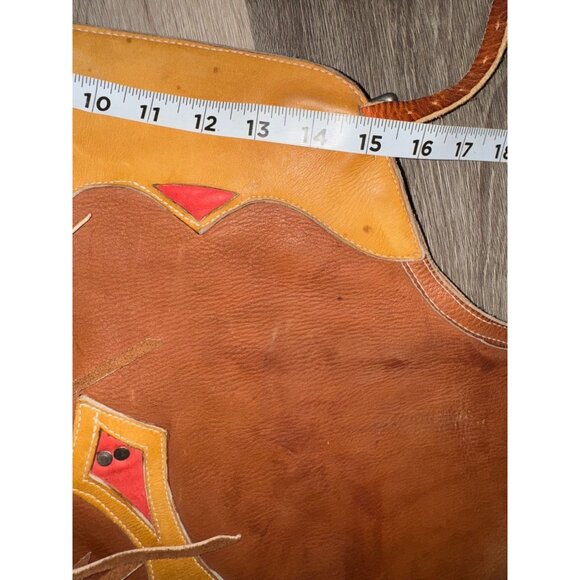 Vintage Western Leather Cowboy Chaps With Fringe - Picture 3 of 8